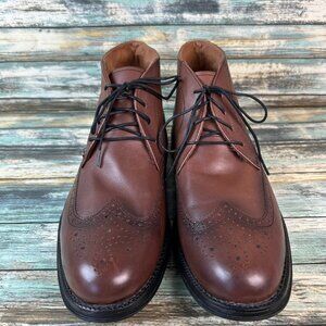 Nunn Bush Wingtip Dress Boots Mens 11 Brown Leather Lace Up Brogue Work Comfort